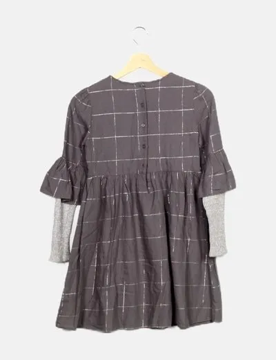 Benetton Vestido gris cuadros