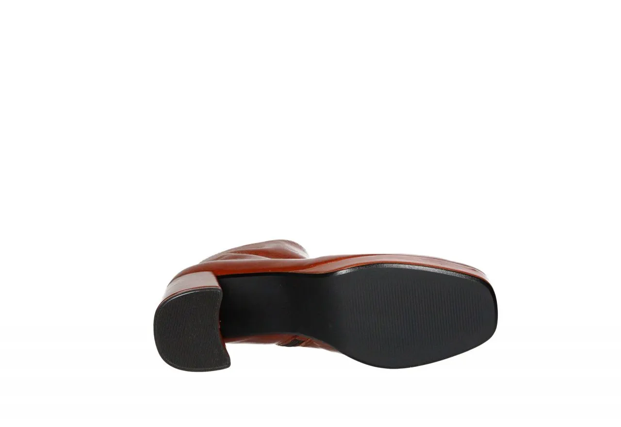 Botin Cremallera Charol Cuero Tacon Alto y Plataforma