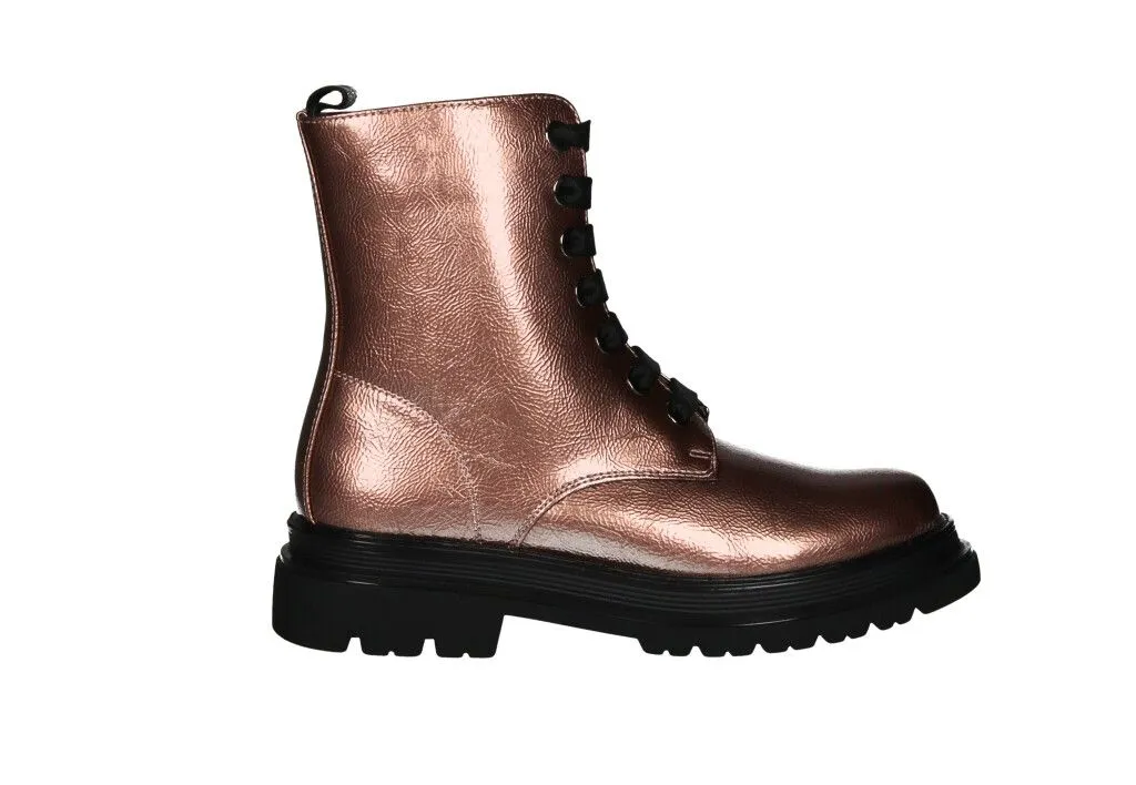 Botin Cremallera/cordon Charol Rosa Metalizado