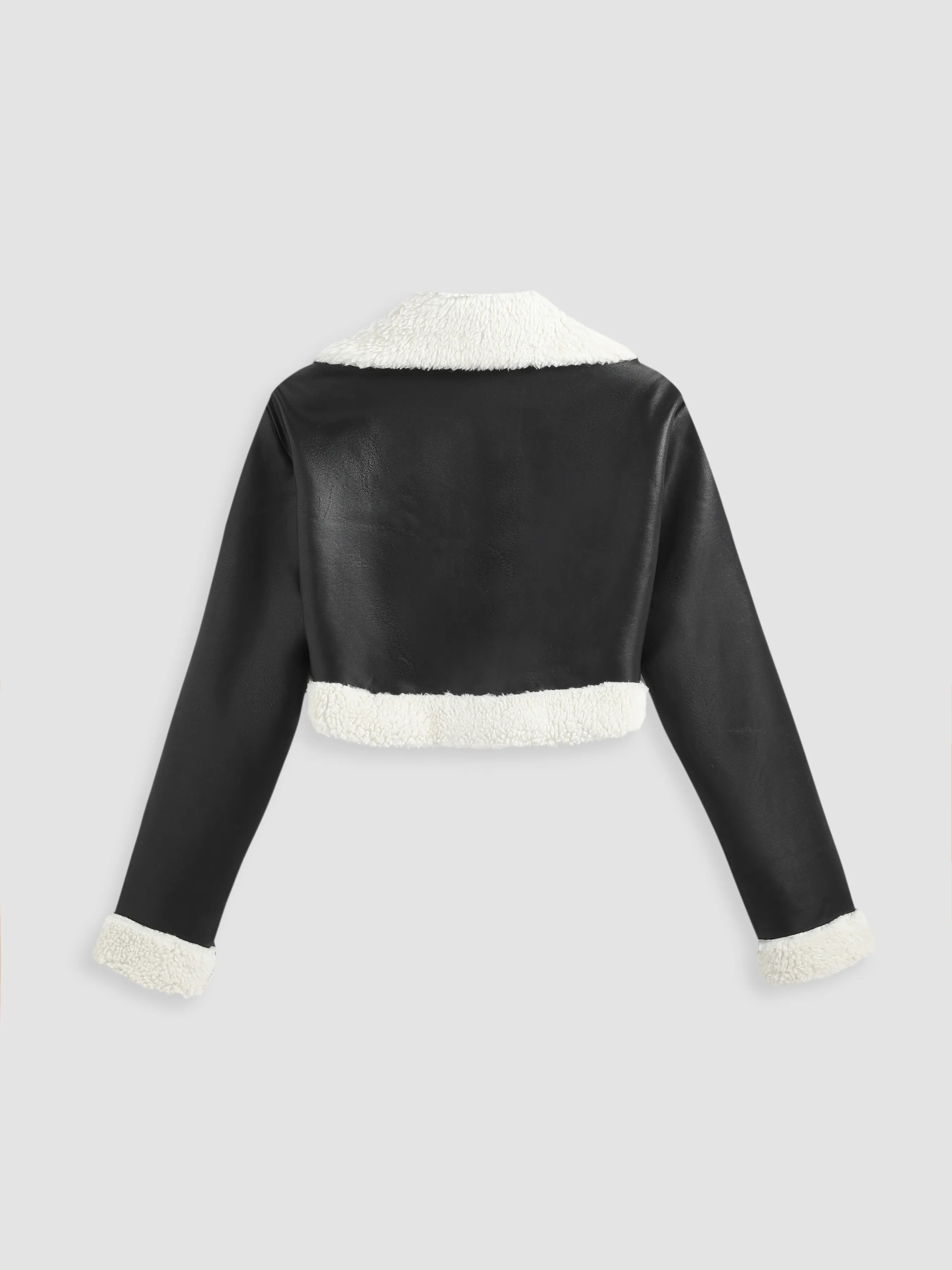  Chaqueta Corta con Cuello de Piel Sintética