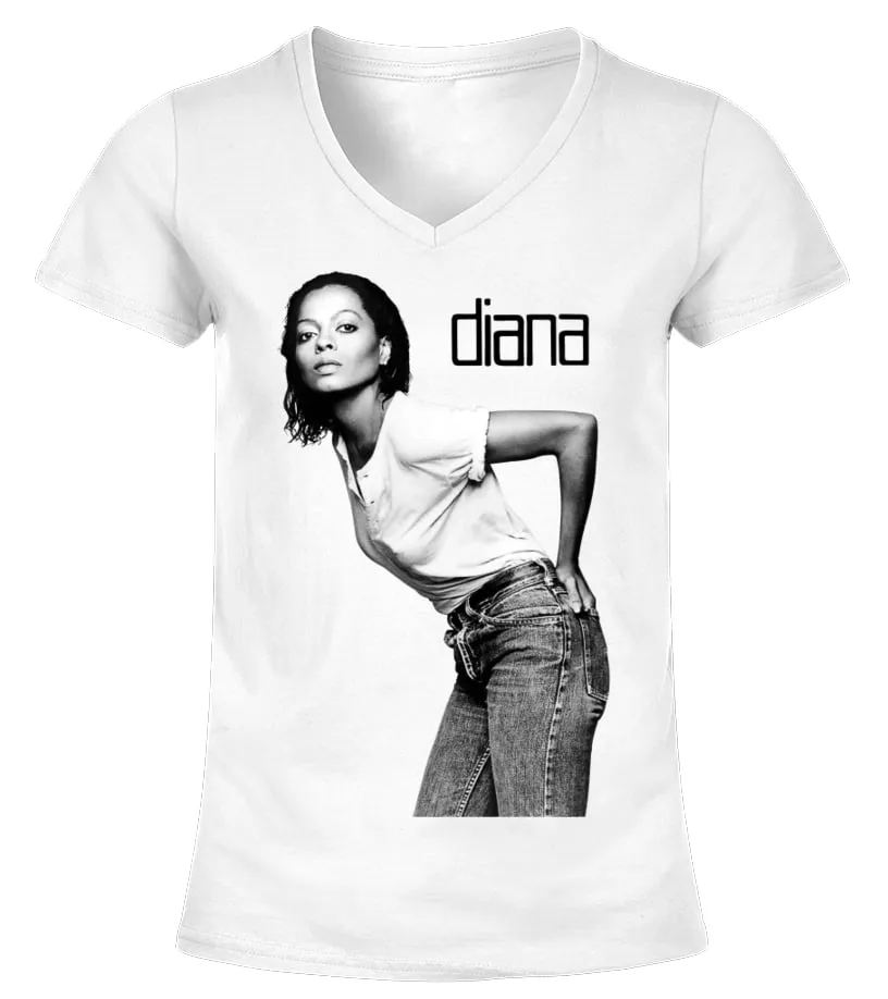 Diana Ross White (1) Camiseta cuello pico Mujer