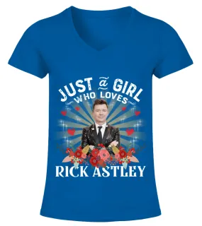 JUST A GIRL WHO LOVES RICK ASTLEY Camiseta cuello pico Mujer