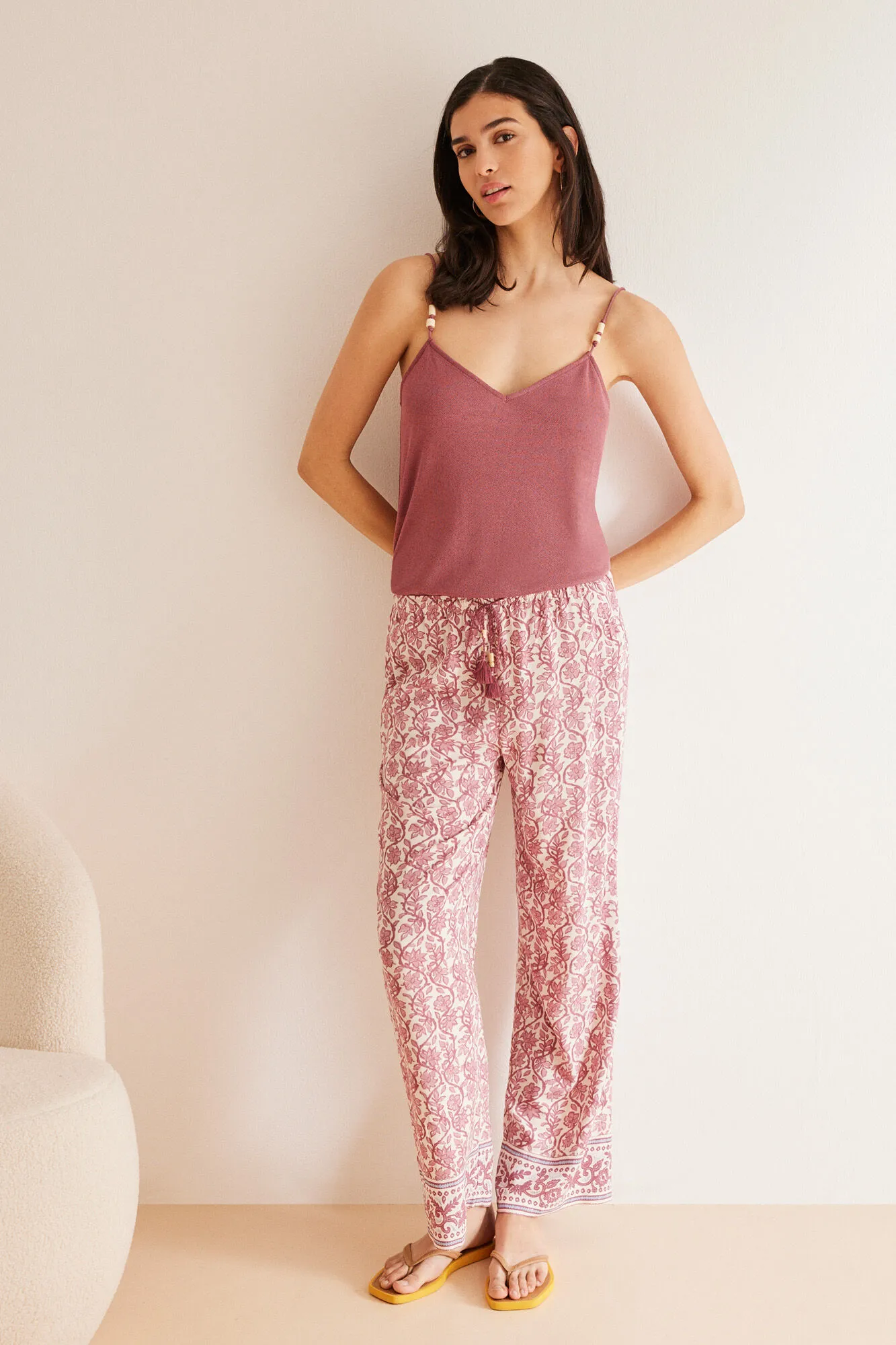 Pantalones viscosa estampado boho