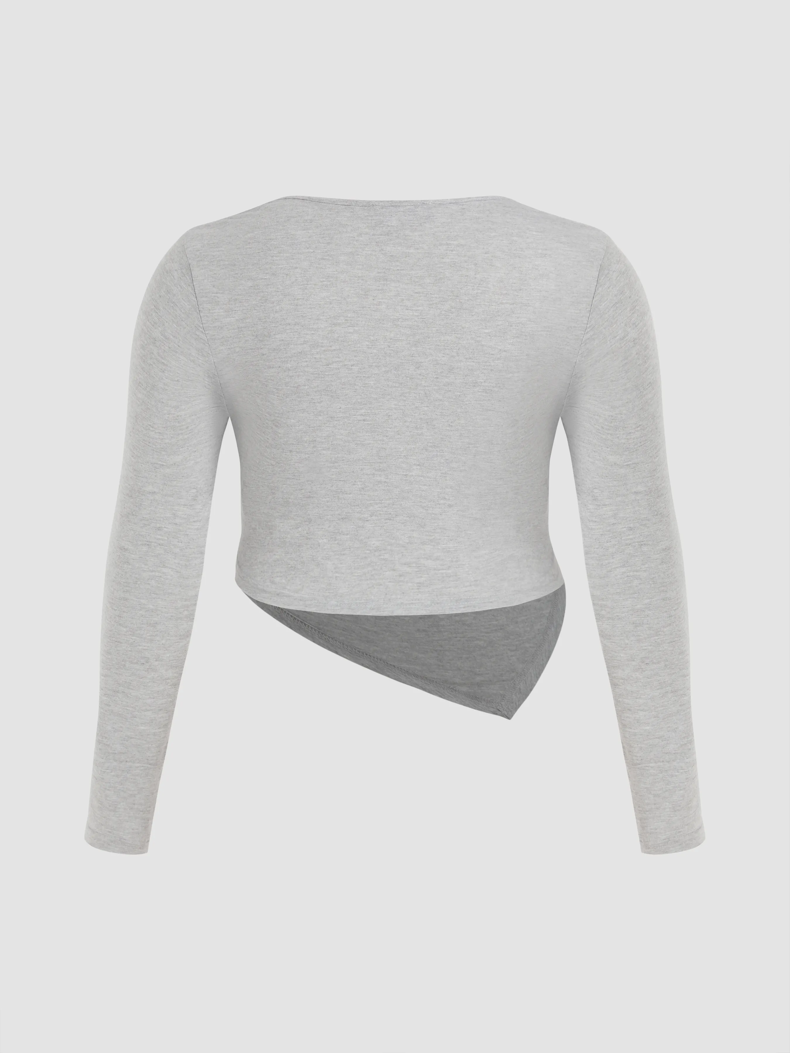  Top de manga larga con cuello en V y pantalones de sudadera de pierna ancha Curvy