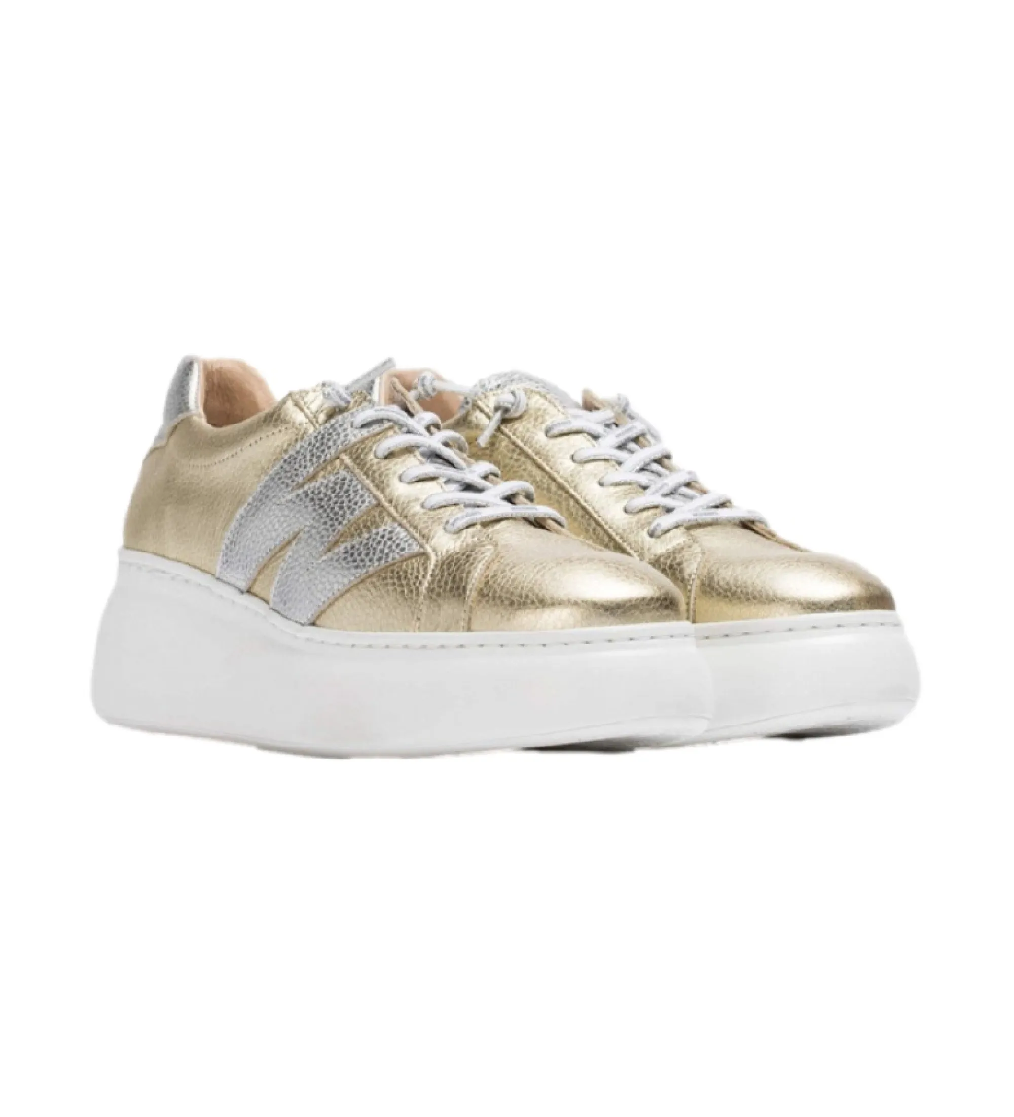 Zapatillas de piel Zurich dorado -Altura cuña 4.5cm-